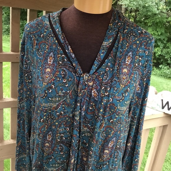 Ruff Hewn Turquoise paisley print 2x Blouse - Picture 15 of 15